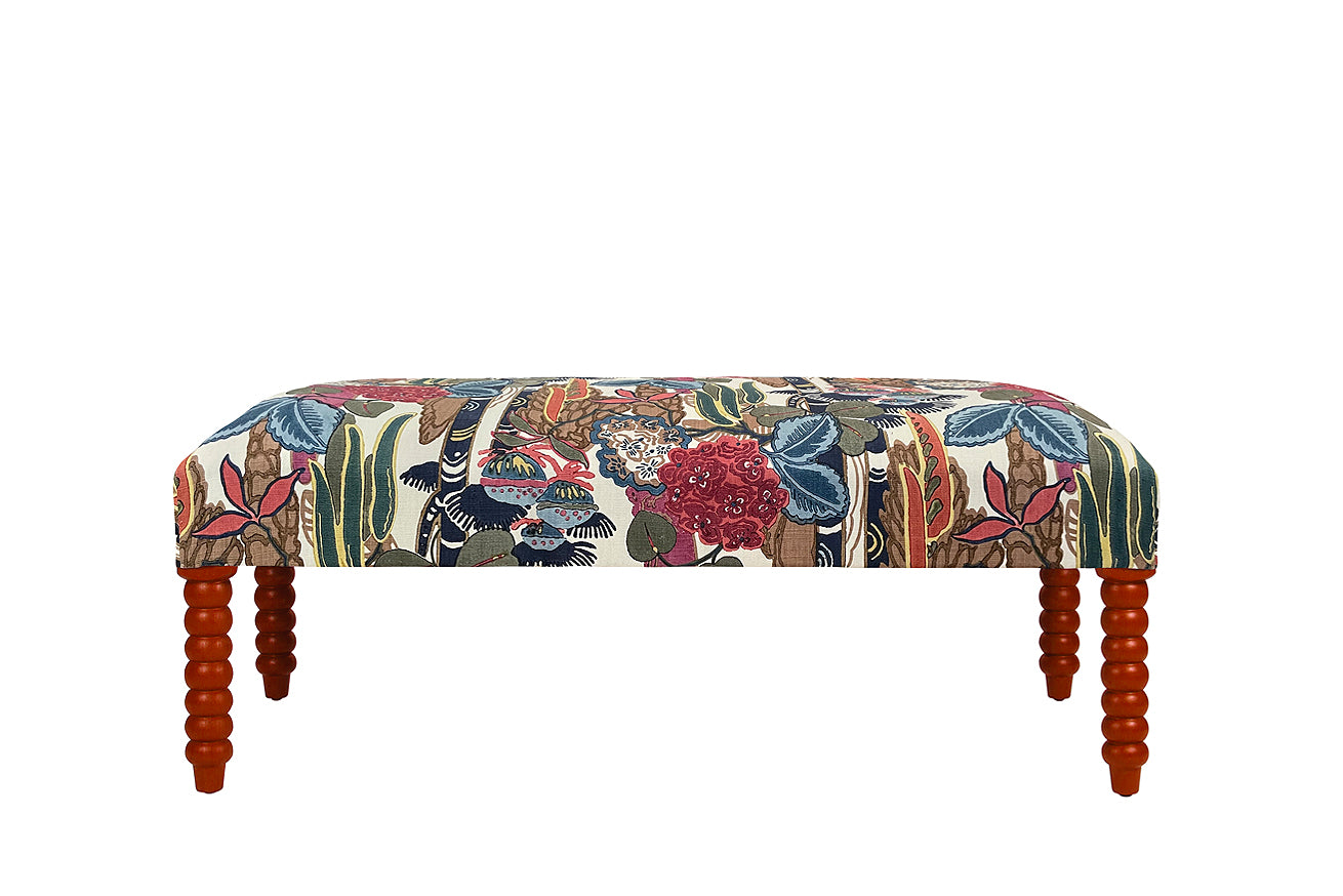 David Seyfried Bobbin Leg stool in Clarence House Aksaka fabric