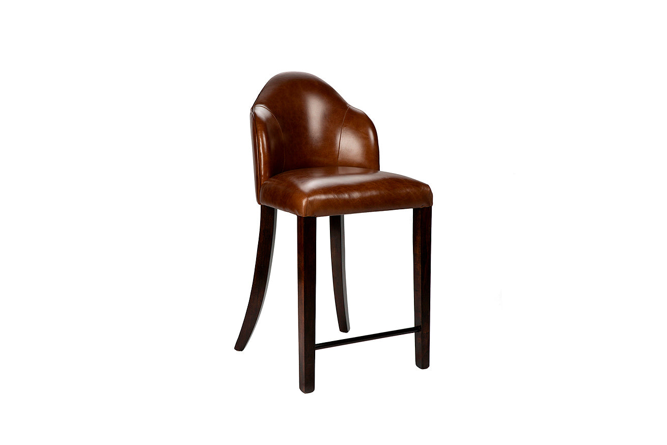 David Seyfried Editors Bar Stool in brown leather