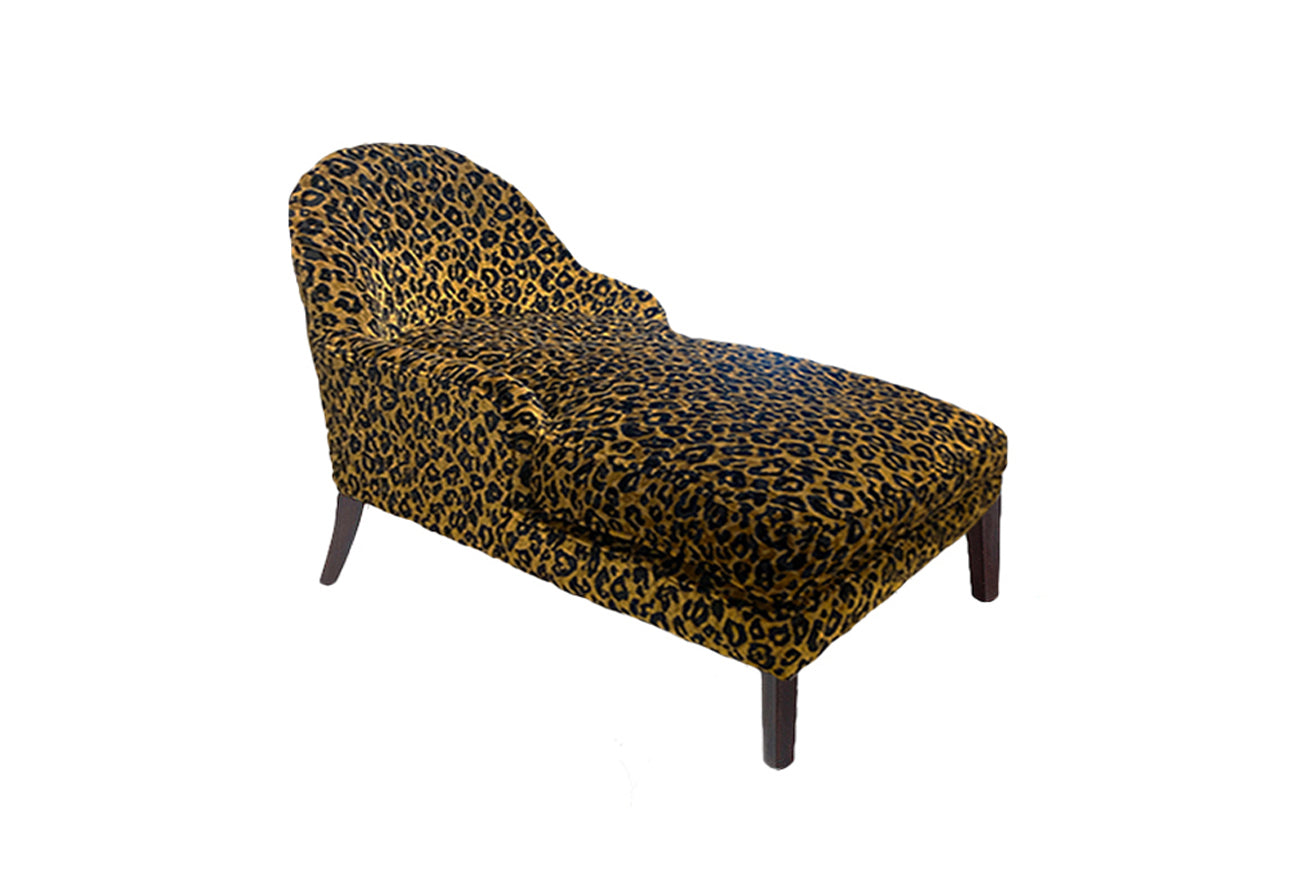 David Seyfried Editor's Chaise in Temperley x Romo fabric. Showroom clearance