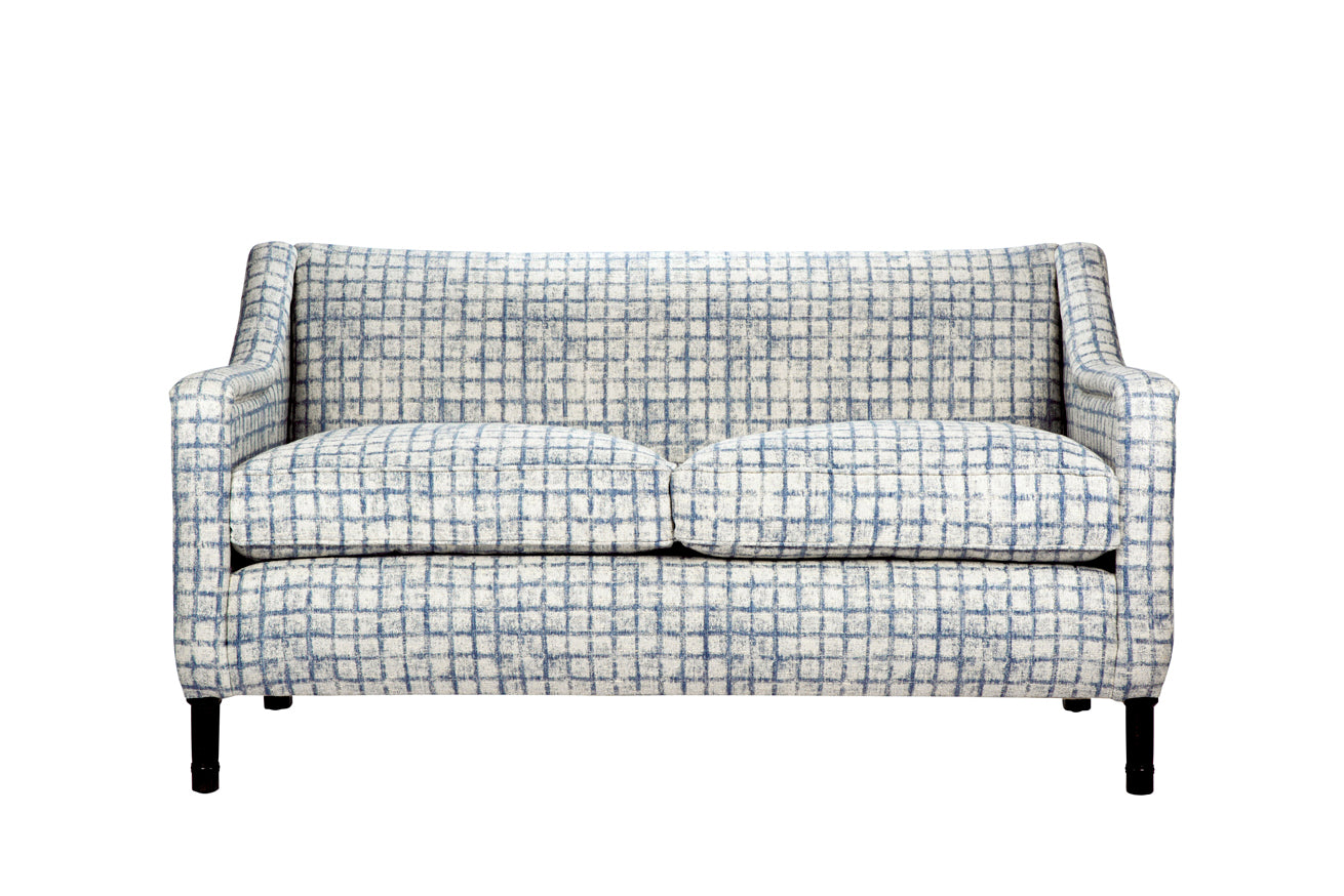 David Seyfried Munro sofa in Pierre Frey Neville Ceruleen fabric