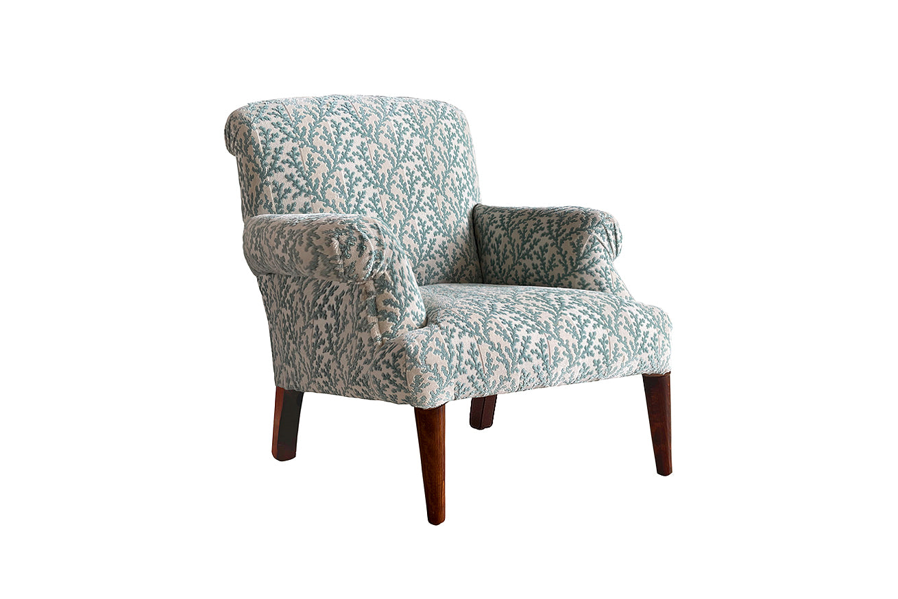 David Seyfried Radnor Chair in Colefax & Fowler Pelham Aqua fabric