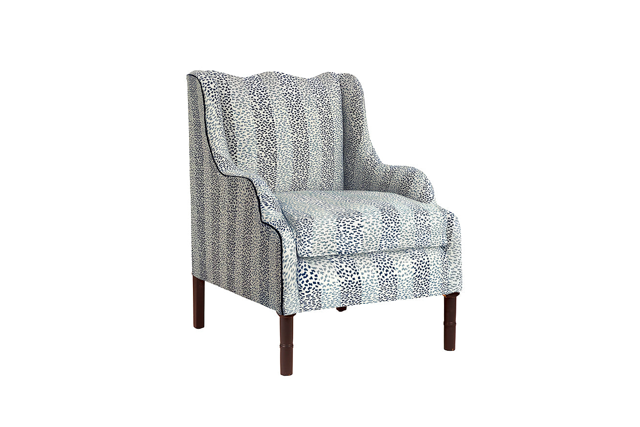David Seyfried Large Ripple Chair in Fabricut Bharati 02 fabric