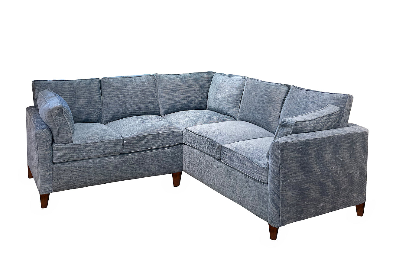 David Seyfried Side Cushion Corner Unit in Marvic Perses Chambray 5802-23 fabric