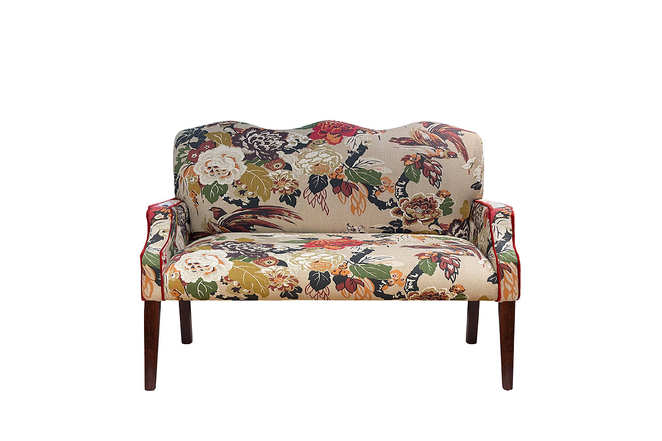 David Seyfried Wave Bench in The Design Archives Grand Floral Autumn fabric