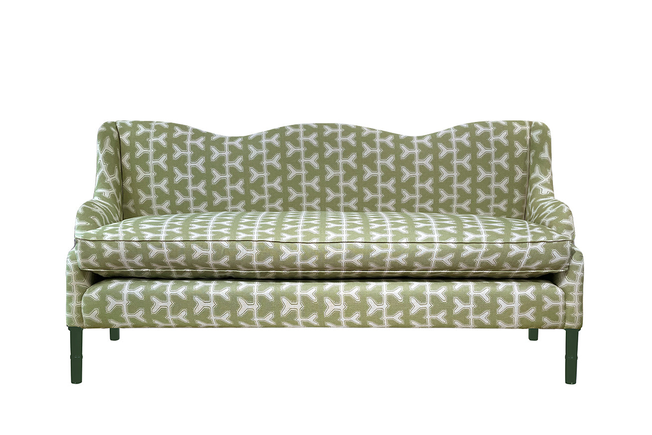 David Seyfried Wave sofa in Studio Humbug Meander Pickle fabric
