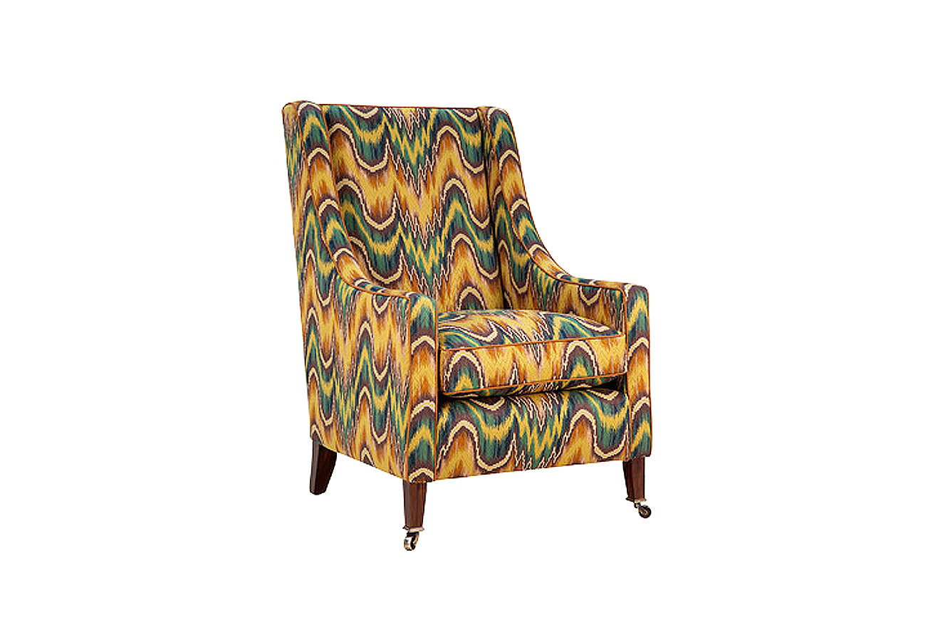 David Seyfried Georgian High Backed Chair with yellow pattern