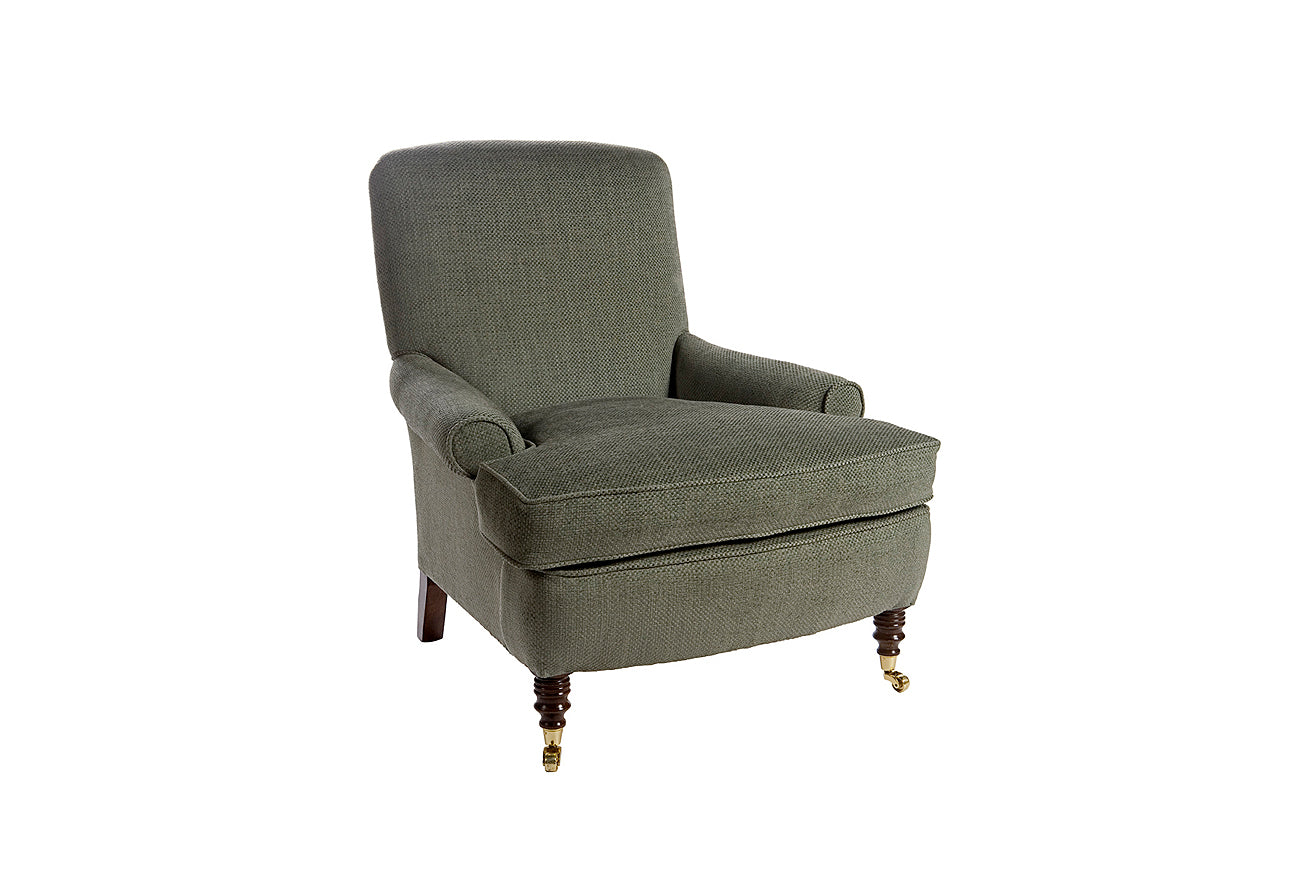 David Seyfried Grenville Chair in green fabric