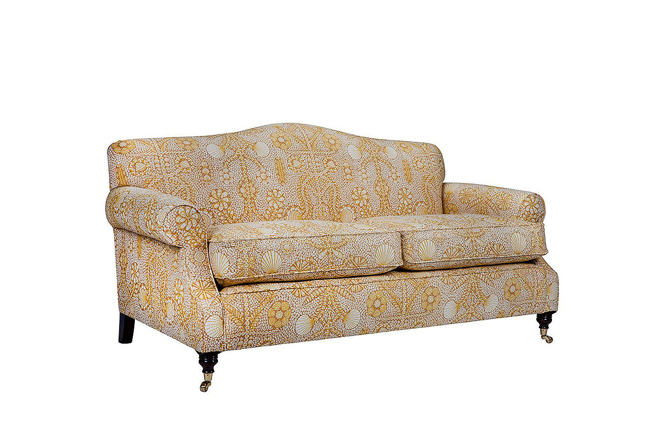 David Seyfried Shaped Back Sofa with pattern side view