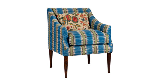 David Seyfried Albemarle Chair in blue and green fabric