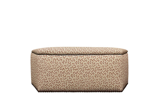 David Seyfried Arlington Stool in Ian Sanderson Elney Chocolate fabric and a single row of large antiqued brass nails around base