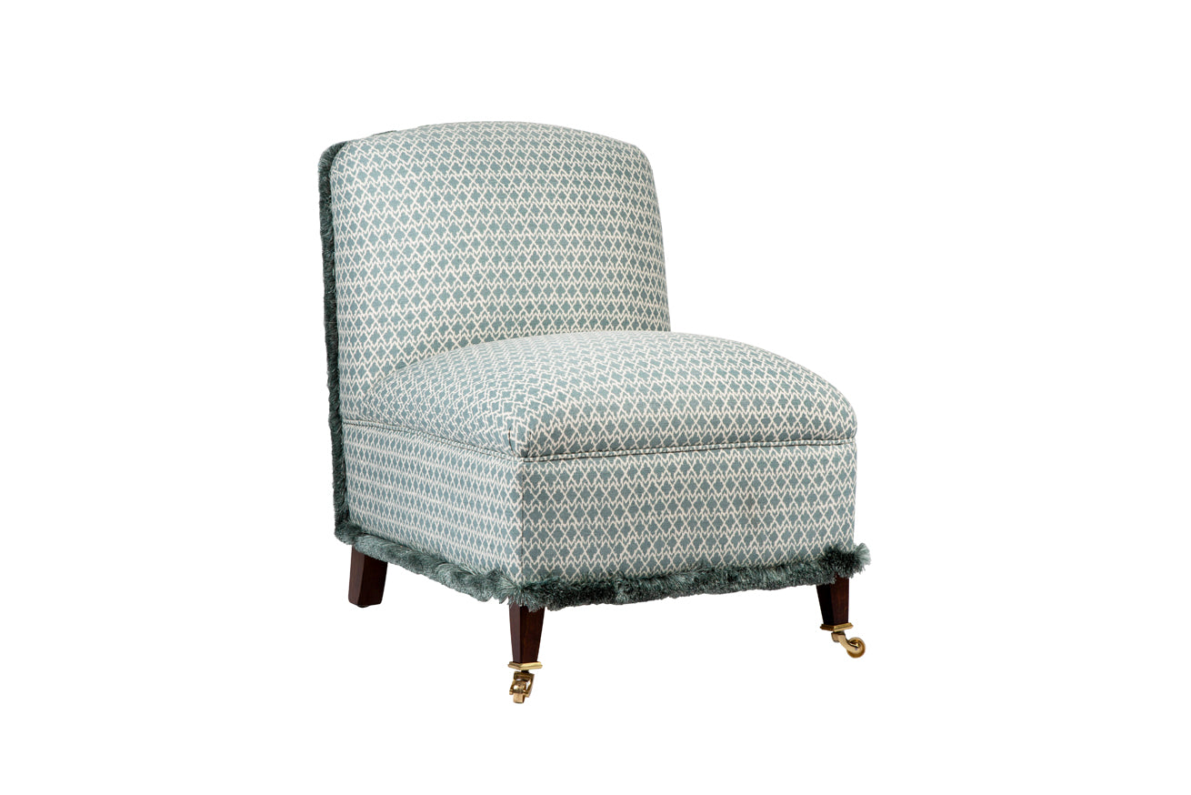 David Seyfried Astell chair in GP&J Baker Merrin Aqua fabric. Showroom Clearance
