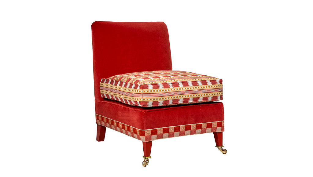 David Seyfried Belgrave Chair in red velvet fabric