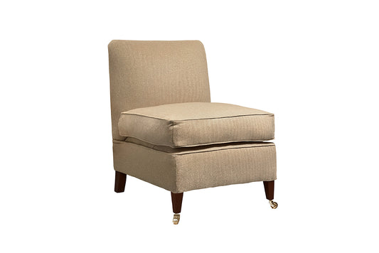 David Seyfried Belgrave Chair in The Isle Mill Craigie Hill Harvest fabric. Showroom Clearance.