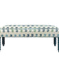 David Seyfried Bobbin Leg Stool in Casa Lopez Coup de Chance Blue Green fabric with Little Greene Goblin painted legs. Showroom Clearance.