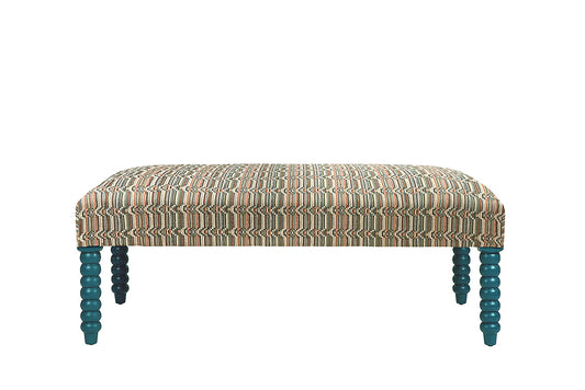 David Seyfried Bobbin Leg Stool
 in Stroheim Varen Vermillion fabric with Farrow & Ball Vardo painted legs. Showroom Clearance.