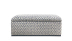 David Seyfried Box Ottoman on Frame Base in Bumble Bee Indigo fabric