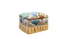 David Seyfried Box Stool on Frame Base in Jean Monro Amherst Handblock fabric