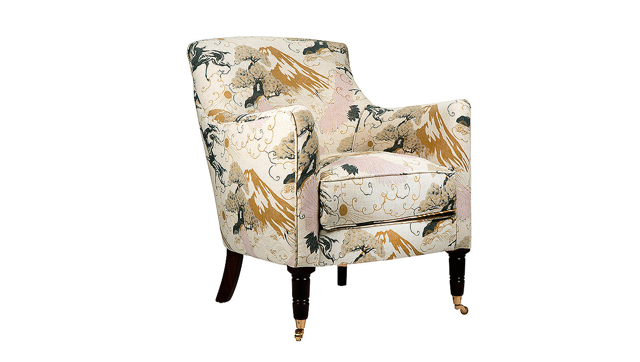 David Seyfried Cadogan Chair (Turned Leg) in Wendy Morrison Eternal Toile fabric