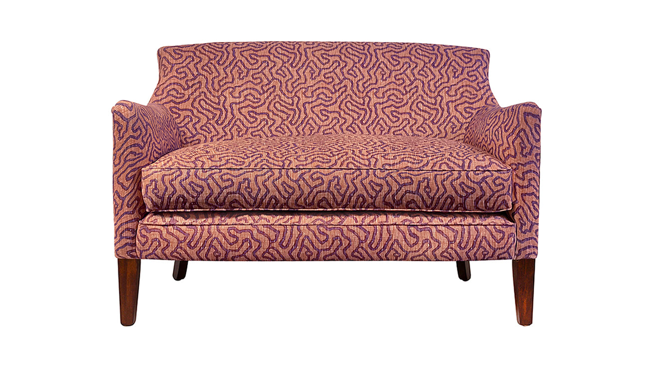 David Seyfried Cadogan Sofa in Rapture & Wright Meander Burnt Sienna fabric. Showroom Clearance 