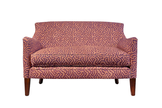 David Seyfried Cadogan Sofa in Rapture & Wright Meander Burnt Sienna fabric. Showroom Clearance 