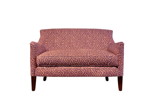 David Seyfried Cadogan Sofa in Rapture & Wright Meander Burnt Sienna fabric