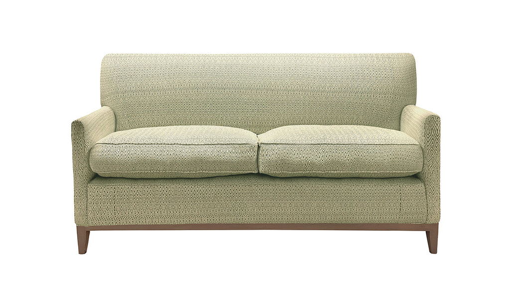 David Seyfried Carlton sofa on a frame base, in Fabricut Soundtrack Herb fabric