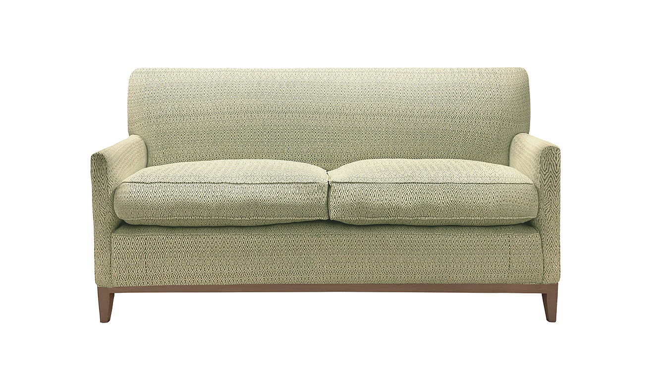 David Seyfried Carlton sofa on a frame base, in Fabricut Soundtrack Herb fabric