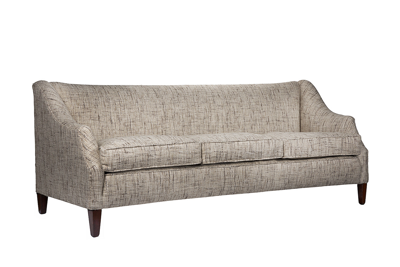David Seyfried Cavendish Curved Sofa with tapered leg side view 