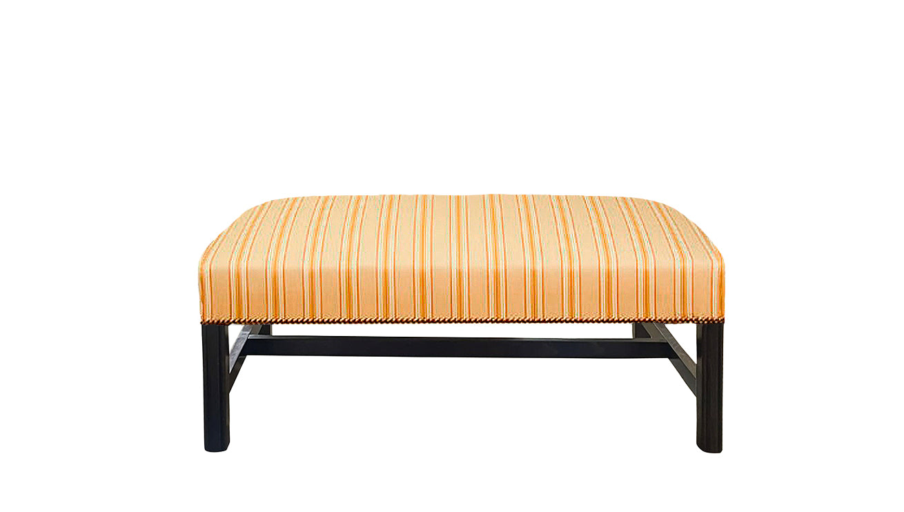 David Seyfried Chippendale Style Stool in orange fabric