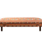 David Seyfried Connaught Stool in Ian Sanderson Juni Stripe Terracotta fabric with antiqued brass crossover nailing 