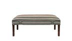 David Seyfried Connaught Stool in Ian Sanderson Patoli Stripe Moss Rose fabric with crossover nailing
