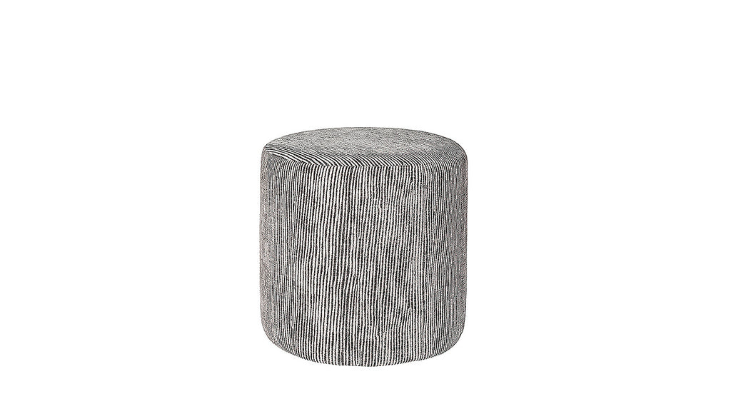 David Seyfried Cylinder Stool in black and white fabric