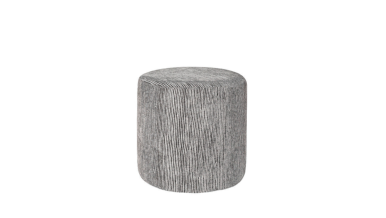 David Seyfried Cylinder Stool in black and white fabric