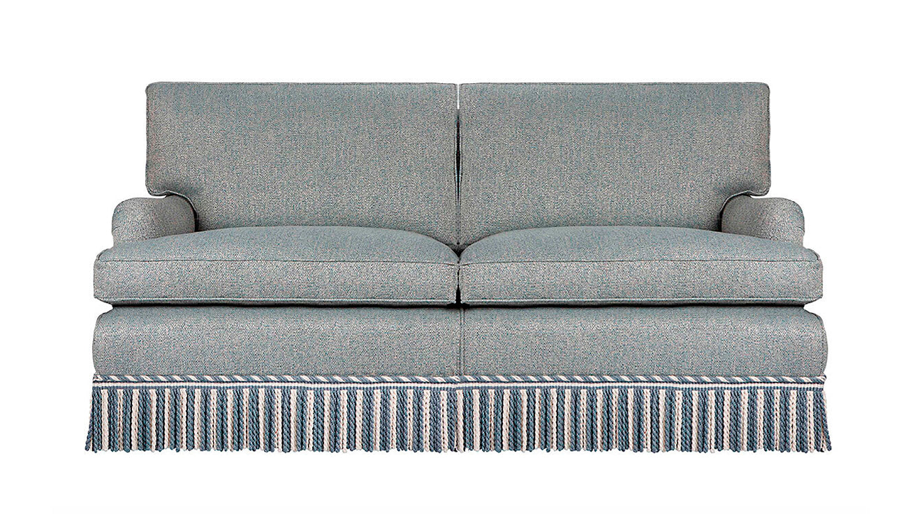 David Seyfried Eaton Sofa in Romo fabric with fringe