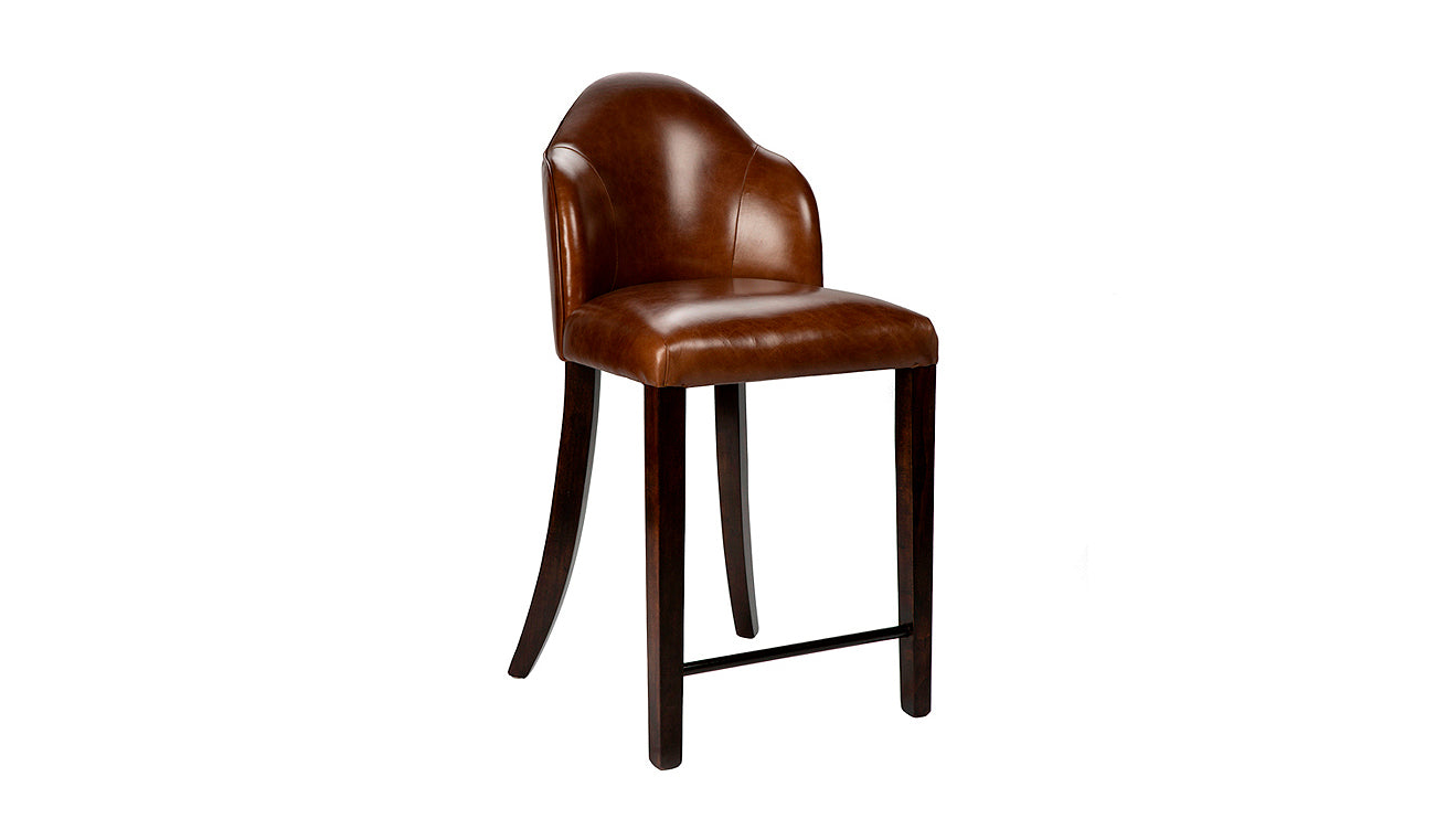 David Seyfried Editors Bar Stool in brown leather