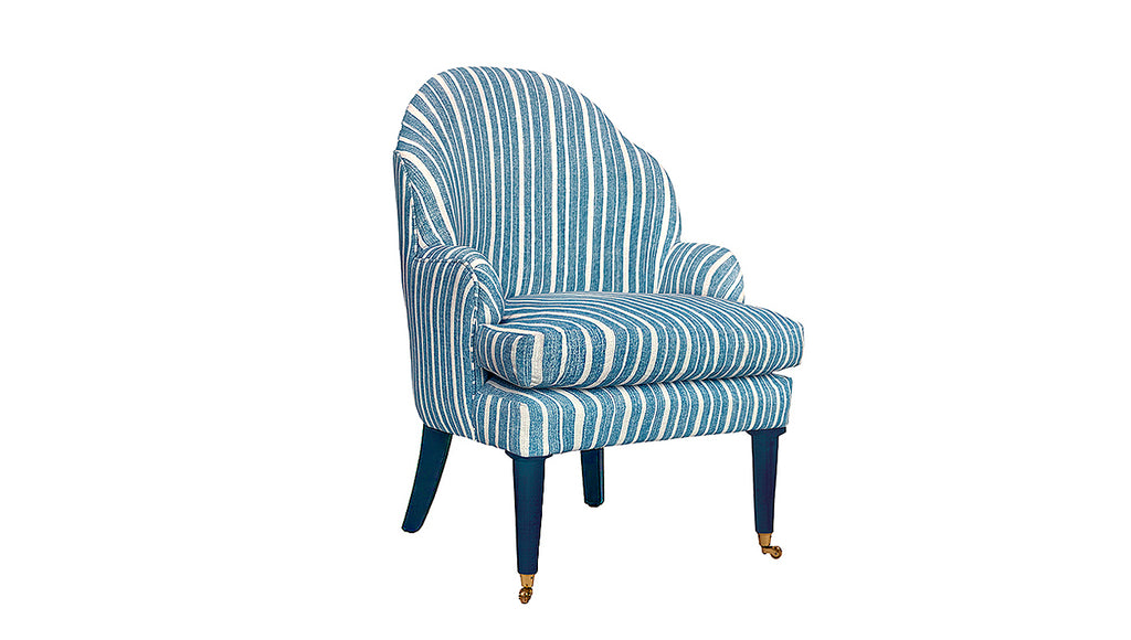 David Seyfried Editors Chair in Fermoie York Stripe L-173 with blue painted legs