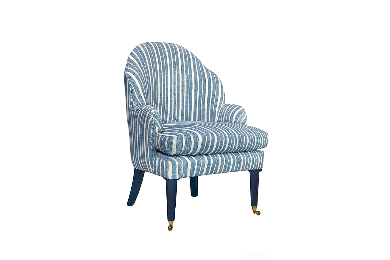 David Seyfried Editors Chair in Fermoie York Stripe L-173 with blue painted legs