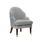 David Seyfried Editors Chair in James Hare AsscherBlue Haze fabric with James Hare Chelsea Parchment piping. Showroom Clearance.