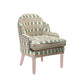 David Seyfried Editor's Scallop Chair in James Hare Paxton Pink/Green with  James Hare Hampton Old Green piping and Farrow & Ball Sulking Room Pink painted legs