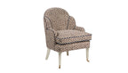 David Seyfried Editor's Scallop Chair In Mark Alexander Tama Sienna fabric with Linara Indigo piping & Farrow & Ball White Tie painted legs