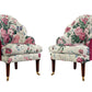 David Seyfried Editor's Chairs in Sanderson Stapleton Park Cream/Pink fabric and burgundy velvet. Showroom Clearance.
