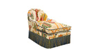 David Seyfried Editor's Chaise Grand Scallop in Clarence House Jembala Print Original fabric with Turnell & Gigon Oakley Navy Blue velvet piping and Les Passementaries de I'le de France Paon bullion fringe