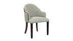 David Seyfried Editors Dining Chair in James Hare Flori Old Green with 1.5m Manuel Canovas Rivoli Suage velvet piping with bamboo legs