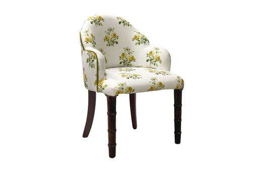 David Seyfried Editor's Dining Chair in Design Archives Chloe Gold fabric with Opera Avocado Velvet piping. Showroom Clearance.