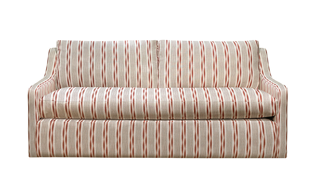 David Seyfried Egerton Sofa in James Hare Aura Stripe Coral / Pink fabric