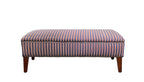 David Seyfried Eldon Stool in Lelievre Houlgate Encor fabric with Lelievre Houlgate Chilienne piping and a single row of antiqued brass nails around base