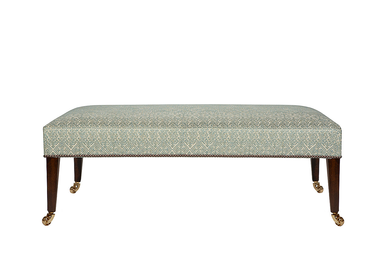 David Seyfried Georgian Style Stool in green fabric
