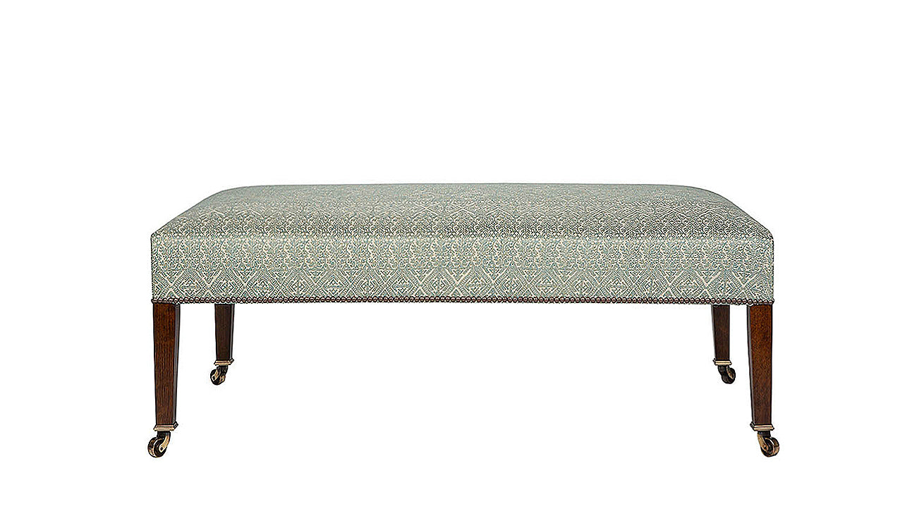 David Seyfried Georgian Style Stool in green fabric