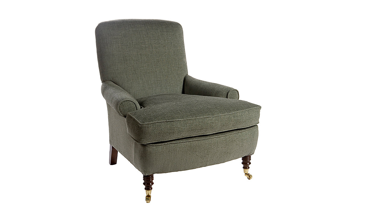 David Seyfried Grenville Chair in green fabric