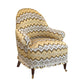 David Seyfried Grosvenor Chair in James Hare Mirage Golden fabric with James Hare Ophelia Golden Tassel Fringe. Showroom Clearance 